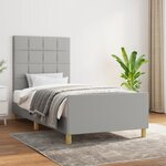 vidaXL Cadre de lit avec tête de lit Gris clair 100x200 cm Tissu