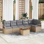 vidaXL Ensemble de canapé de jardin 7 Pièces Beige  gris clair