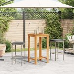 vidaXL Ensemble de bar de jardin 3 Pièces gris bois massif acacia rotin