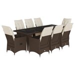 vidaXL Ensemble de bistro de jardin 9 Pièces coussins marron poly rotin