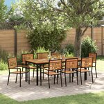 vidaXL Ensemble de Salle à Manger de Jardin de 9 Pièces Noir Poly Rattan Acacia