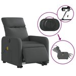 vidaXL Fauteuil inclinable de massage électrique Gris foncé Tissu