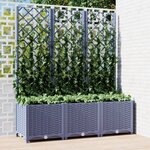 vidaXL Jardinière avec treillis Gris foncé 120x40x136 cm PP