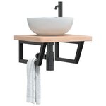 vidaXL Étagère de vasque murale acier et bois de chêne massif