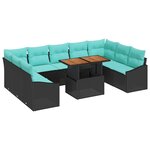 vidaXL Ensemble de salle à manger pour jardin 10 Pièces Noir et Sarcelle