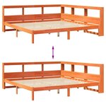 vidaXL Lit bibliothèque sans matelas cire marron 200x200 cm pin massif