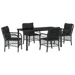 vidaXL Ensemble de salle à manger pour jardin 5 Pièces Noir Poly rotin