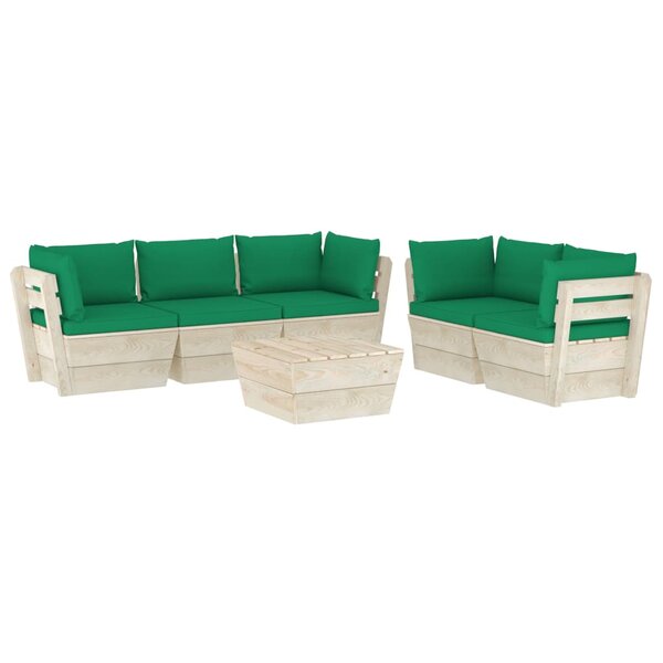 vidaXL Salon de jardin palette 6 Pièces avec coussins bois d'épicéa