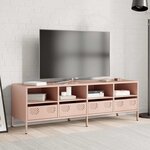 vidaXL Meuble TV rose 135x39x43 5 cm acier laminé à froid