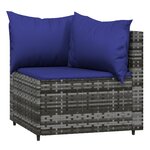 vidaXL Salon de jardin 4 Pièces avec coussins Gris Résine tressée