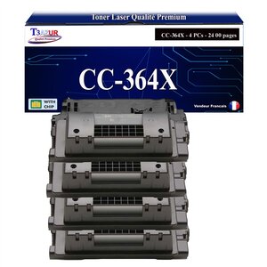 T3AZUR -4x Toners compatibles avec HP CC364X/CE390X (64X/90X) pour HP Laserjet P4515  P4515N  P4515TN  P4515X  P4515XM