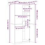 vidaXL Garde-robe Gris béton 90x52x200 cm Bois d’ingénierie