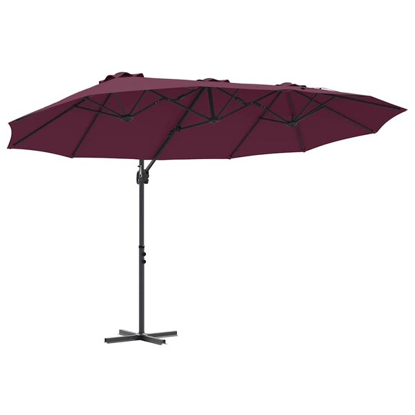 vidaXL Parasol Bordeaux 372 x 198 x 243 cm Polyester et Aluminium