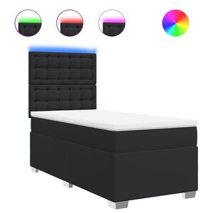 vidaXL Sommier à lattes de lit avec matelas Noir 80x200cm Similicuir