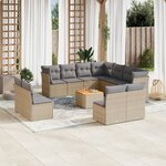 vidaXL Salon de jardin et coussins 12 Pièces mélange beige résine tressée