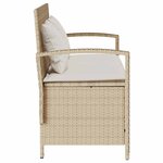 VidaXL Banc de rangement de jardin avec coussin beige résine tressée
