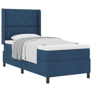 vidaXL Lit à ressorts avec matelas Bleu 100 x 200 cm tissu