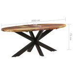 vidaXL Table à dîner ovale 200x100x75 cm Bois de récupération solide
