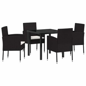 vidaXL Ensemble de salle à manger pour jardin 5 Pièces Noir polyrotin