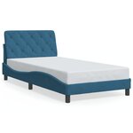 vidaXL Cadre de lit avec LED sans matelas bleu 100x200 cm velours