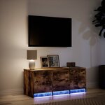 vidaXL Meuble TV avec LED chêne fumé 97x34x40 cm bois d'ingénierie