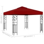 vidaXL Belvédère 3x3 m Rouge bordeaux