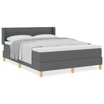 vidaXL Lit Box Spring avec Matelas gris foncé  140 x 200 cm  en tissu