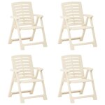 vidaXL Chaises de jardin lot de 4 Plastique Blanc