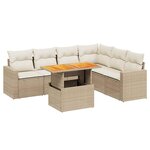 vidaXL Salon de jardin avec coussins 7 Pièces beige résine tressée