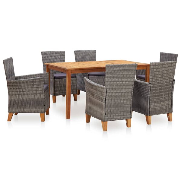 vidaXL Mobilier à dîner 7 Pièces résine tressée et bois d'acacia gris