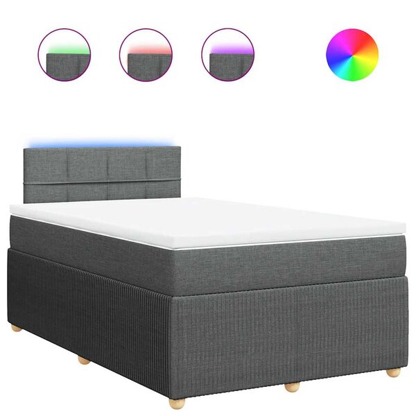 vidaXL Sommier à lattes de lit avec matelas Gris foncé 120x200cm Tissu
