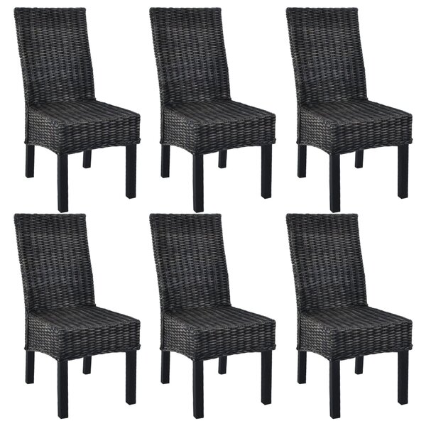 vidaXL Chaises à manger lot de 6 noir rotin Kubu et bois de manguier