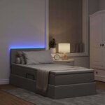 vidaXL Lit avec rangement et LED avec matelas Taupe 100 x 200 cm tissu