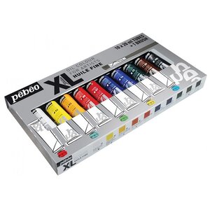 Set de 10 peintures à l'huile fine + pinceau brosse - 10 x 20 ml