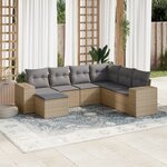 vidaXL Salon de jardin avec coussins 7 Pièces beige résine tressée