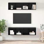 vidaXL Meuble TV mural Montage mural 4 Pièces Chêne noir 37 x 37 x 72 cm