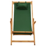 vidaXL Chaise pliable de plage bois d'eucalyptus solide et tissu vert