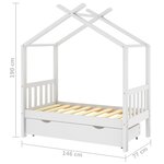 vidaXL Cadre de lit enfant avec tiroir blanc pin massif 70x140 cm