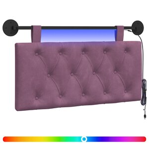 vidaXL Tête de lit suspendue Avec lumière LED Pourpre Velours