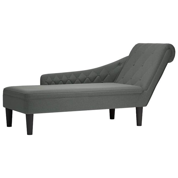 vidaXL Fauteuil long avec coussin et accoudoir droit gris foncé tissu