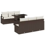 vidaXL Ensemble de canapé de jardin 7 Pièces Marron Poly rotin