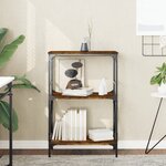 vidaXL Bibliothèque à 3 niveaux chêne fumé 59x35x90 5 cm