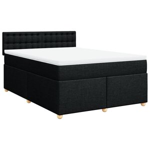 vidaXL Sommier à lattes de lit avec matelas Noir 140x200 cm Tissu
