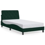 vidaXL Cadre de lit avec LED sans matelas vert foncé 100x200cm velours
