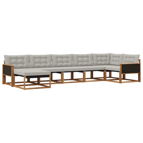 vidaXL Ensemble de canapés d'extérieur 7 Pièces Naturel et gris clair