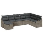 vidaXL Ensemble de Canapé de Jardin 8 Pièces avec Coussins Gris Poly Rattan