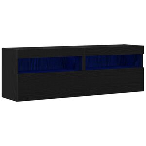 Buffets TV vidaXL avec lumières LED 2 Pièces Chêne Noir 60x30x40 cm
