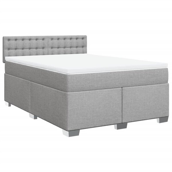 vidaXL Sommier à lattes de lit avec matelas Gris clair 160x200cm Tissu