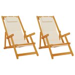 vidaXL Chaise de plage avec coussin 2 Pièces Marron Bois d'Acacia Massif