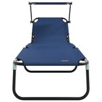 vidaXL Chaises longues pliantes 2 Pièces avec auvent en tissu Oxford 600D bleu